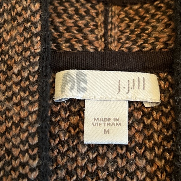 J Jill Brown Tweed Cotton Blend Duster Cardigan Sweater Jacket - Picture 10 of 16